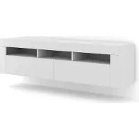 Homlando TV Schrank MORENO 160 cm HiFi TV Tisch Tischplatte TV Kommode WEIß MATT / WEIß MATT