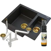 Granitan - Granitspüle - Spülbecken 60x50 cm - Schwarz-Gold - mit Imprägnierung - KOS