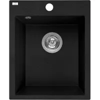 Kuchinox Schwarzes Granitspülbecken mit Siphon 48x39 cm Chichi