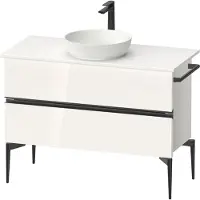 Duravit Sivida Konsolenwaschtischunterbau, 2 Schubkästen, Griffleiste Diamantschwarz Matt, 1045x475x548mm, SV46590BD220000, Farbe: Weiß Hochglanz