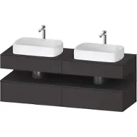 Duravit Qatego Konsolenwaschtischunterbau, 2 Auszüge, 2 Schubkästen, 2 Ausschnitte, 1600x550x600mm, Nische Graphit Supermatt, QA4779080800000