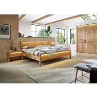 Home affaire Massivholzbett "Ambroise aus Wildeiche", braun, B:209cm H:97cm L:234cm, Betten, Massivholzbett, inkl. LED-Beleuchtung, wahlweise auch in Überlänge erhältlich