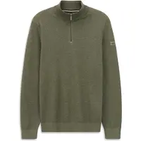 Bugatti Troyer "Basic Essential", Herren, Gr. 3XL, grün (180, oliv), 100% Baumwolle, unifarben, regular fit, ohne Ausschnitt, Rippbündchen, Pullover Troyer, aus reiner Baumwolle