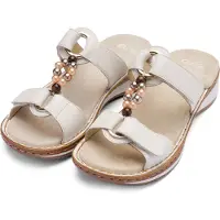 Ara Pantolette "HAWAII", Damen, Gr. 41, weiß, Glattleder, unifarben, Schuhe Pantolette, Schlupfschuh, Komfortschuh mit Klettverschlüsse, G-Weite