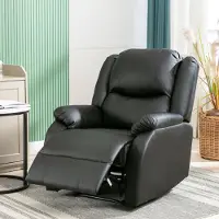 Merax Relaxsessel verstellbar Massagesessel mit Liegefunktion aus Kunstleder, TV-Sessel Fernsehsessel mit Relaxfuntion, Schwarz