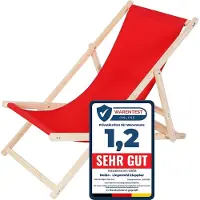 Melko Strandstuhl klappbar Holz Garten Sonnenliege Faltliege - Rot