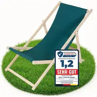 Melko Strandstuhl klappbar Holz Garten Sonnenliege Faltliege - Grün
