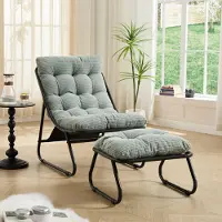 Novavision Gartenliegestuhl mit Hocker, bequemer Relaxsessel mit weichem Kissen und Fußhocker