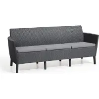 Dmora Outdoor-Sofa Winnipeg, 187x66,5 cm, Anthrazit, 3-Sitzer, UV-beständig