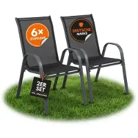 Albatros Gartenstühle 2er Set Kuba – Gartenstühle Stapelbar mit robustem Metallgestell und hoher Belastbarkeit – bequeme Stapelstühle auch als Terrassenstühle oder Balkonstühle