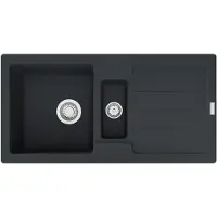 Franke Strata STG 651-86 Einbau-Spüle Fragranit Onyx Siebkorb- Stopfenventil
