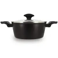 Menastyl Schmortopf – – 6020646 – Geschmiedetes Aluminium – 20 cm – Schwarz – Geeignet für alle Herdarten, inklusive Induktion