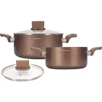 Arthur Martin Topfset – – AM9820 – 20–24 cm mit Glasdeckel – Aluminium – Für alle Herdarten geeignet, inklusive Induktion