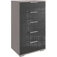 Freiraum Hochkommode >Easy Plus< 5 Schübe, SAHARAGRAU + GLAS GREY - 49x102x41cm (BxHxT)