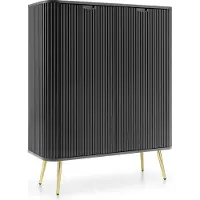 Masseno Kommode ZENZERO 103 cm Highboard mit 2 Türen für Wohnzimmer Schlafzimmer Modern 103x39x129 cm Schwarz / Schwarz