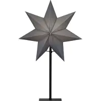 Eglo Tischlampe mit Weihnachtsstern, Dekostern aus Papier in Grau mit Standfuß aus Metall in Schwarz, 3D Fenster-Leuchtstern mit Kabel, E14 Fassung