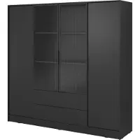 Masseno Drehtürenschrank CATERINA 206 cm Kleiderschrank Schlafzimmer Schrank 4-türig Schwarz