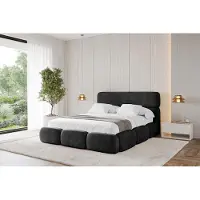 ALTDECOR Polsterbett mit Bettkasten - ELVA - 120x200 - Schwarz - Bett ohne Matratze, Doppelbett mit Stauraum und Latternrost, Boxbett mit Kopfteil