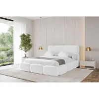 ALTDECOR Polsterbett mit Bettkasten - ELVA - 180x200 - Weiß - Bett mit Matratze H3/H4, Doppelbett mit Stauraum und Latternrost, Boxbett mit Kopfteil