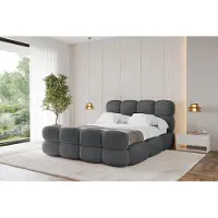 ALTDECOR Polsterbett mit Bettkasten - NOMA-Z - 120x200 - Dunkelgrau - Bett mit Matratze H3/H4, Kopfteil und Fußteil, Boxbett, Doppelbett mit Stauraum