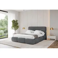 ALTDECOR Polsterbett mit Bettkasten - ELVA - 180x200 - Dunkelgrau - Bett mit Matratze H3/H4, Doppelbett mit Stauraum und Latternrost, Boxbett mit Kopfteil