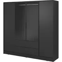 Masseno Drehtürenschrank CATERINA 206 cm Kleiderschrank Schlafzimmer Schrank 4-türig Schwarz