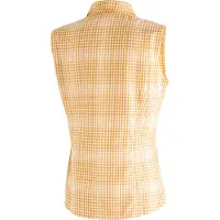 Maier Sports Funktionsbluse "Paloma", Damen, Gr. 46, gelb (sonnengelb), 85% Polyester, 15% Viscose, Blusen Funktionsbluse, ärmellose Damen Bluse, sommerliches Blusen-Shirt, Karobluse, Reg. Fit