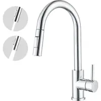 Aica Sanitär GmbH AICA Küchenarmatur mit 2 Wasserauslassmodi ausziehbar Brause 360° Drehbar Edelstahl Armatur Chrom