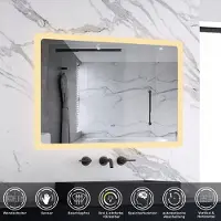 Aica Sanitär GmbH AICA Badspiegel mit Beleuchtung 70x50cm Sensor-Schalter Beschlagfrei Kalt/Neutral/Warmweiß dimmbar Memory-Funktion LED Wandspiegel IP44
