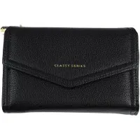 Gistuch Damen-Geldbörse, Kunstleder, tragbar, modisch, exquisit, elegant, Kartenhalter, Reißverschluss, Münzbörse, Schwarz, freie Größe