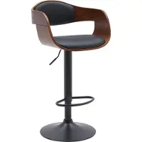 BellaFurn Verstellbarer Barhocker – Hochhocker – 360° drehbarer Sitz, Holzstuhlkomfort | Farbe: Walnuss/Schwarz | Material: Kunstleder