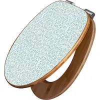 Banjado Design WC Sitz Bambus Absenkautomatik -Muster Getupft Blau - Toilettendeckel mit Absenkautomatik Holz/hochwertiger Bambus Klodeckel/WC-Sitz für alle gängigen Toiletten [TDB2 10947]