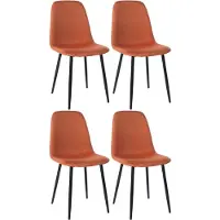 BellaFurn 4-teiliges Esszimmerstuhl-Set – Familienstuhl-Set – Wartungsfreundliches Design | Farbe: Orange | Material: Staub