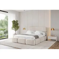 ALTDECOR Polsterbett mit Bettkasten - ELVA - 120x200 - Beige - Bett mit Matratze H3/H4, Doppelbett mit Stauraum und Latternrost, Boxbett mit Kopfteil