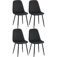 BellaFurn 4-teiliges Esszimmerstuhl-Set – Samtpolsterung – hoher Sitzkomfort | Farbe: Schwarz