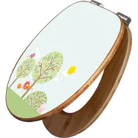 Banjado Design WC Sitz Bambus Absenkautomatik -Drei Bäume - Toilettendeckel mit Absenkautomatik Holz/hochwertiger Bambus Klodeckel/WC-Sitz für alle gängigen Toiletten [TDB2 11774]