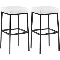 BellaFurn 2-teiliges Barhocker-Set – Kunstlederstangen – Komfort ohne Rückenlehne | Grundfarbe: Schwarz | Farbe: Weiß