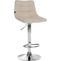 BellaFurn Verstellbarer Barhocker – Hocker – 360 ° drehbar und bequem, elegante klassische Polsterung | Farbe: Creme | Grundfarbe: Chrom