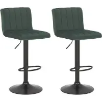 BellaFurn 2-teiliges Barhocker-Set – Samtstoff – höhenverstellbarer Komfort | Farbe: Grün