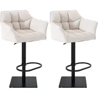BellaFurn Set aus 2 verstellbaren Barhockern – Hochhocker – Extra Sitzkomfort | Grundfarbe: Schwarz | Farbe: Weiß