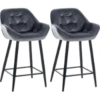 BellaFurn Samt Barhocker 2er Set – Barhocker – hoher Sitzkomfort und elegantes Design | Farbe: dunkelgrau