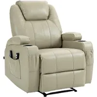 BellaFurn r Entspannungssessel mit Massagefunktion – Bequemer Sessel mit Heizfunktion und Getränkehalter. Material: Kunstleder. Farbe: Creme
