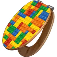 Banjado Design WC Sitz Bambus Absenkautomatik -Bausteine - Toilettendeckel mit Absenkautomatik Holz/hochwertiger Bambus Klodeckel/WC-Sitz für alle gängigen Toiletten [TDB2 12142]