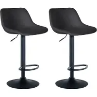 BellaFurn 2-teiliges Barhocker-Set - Hocker - Hoher Sitzkomfort, inklusive Fußstütze und Drehfunktion | Farbe: Schwarz | Material: Weich
