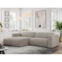 MKS Meble Ecksofa, Sofa L-Form, Wohnlandschaft L-Form, Modern Design Couch, Sofagarnitur, Couchgarnitur, Polsterecke - PASADENA -Beige Struktur - links seite