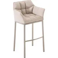 BellaFurn Barhocker mit Stoffbezug - Barhocker - Extra bequem, silberfarbenes Edelstahlgestell | Farbe: Elfenbein | Grundfarbe: Edelstahl