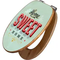 Banjado Design WC Sitz Bambus Absenkautomatik -Home Sweet Home - Toilettendeckel mit Absenkautomatik Holz/hochwertiger Bambus Klodeckel/WC-Sitz für alle gängigen Toiletten [TDB2 10732]
