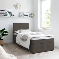 EURO-MEBLE Boxspringbett, Kinderbett MERA PREMIUM MINI 80x200cm - OHNE Topper mit Bettkästen, Einzelbett, Stauraum, Jugendbett (Braun - AURA 04)