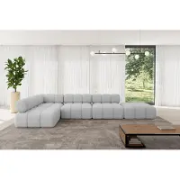 ALTDECOR Modulares Sofa Ecksofa in L-Form - Favio-L2 - 380x190x70 cm Hellgrau universal, links/rechts Corner modular Sofa Eckcouch Couch Wohnlandschaft Cauchsofa Polstersofa