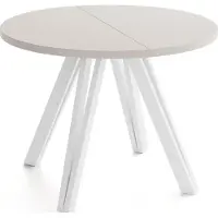 WFL GROUP Runder Esstisch Ausziehbar 100–140 cm mit Weißen Holzbeinen aus Buchenholz – Moderner Ausziehtisch für Esszimmer, Küche und Wohnzimmer – Tisch für 4–8 Personen – Kaschmir